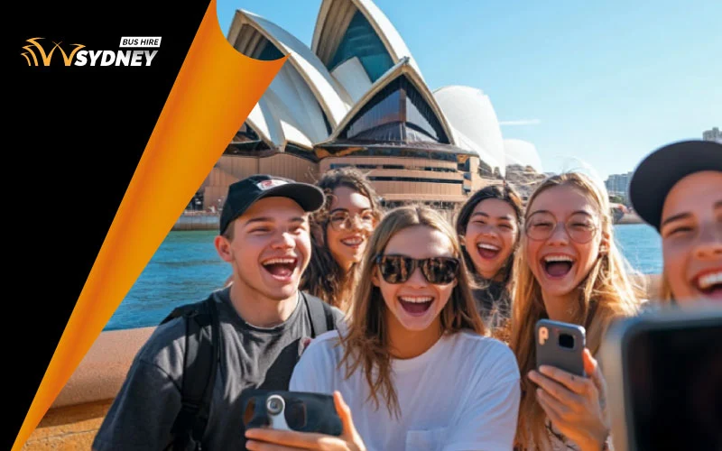 influencers taking selfie video in front of Opera House, Sydney attractions, viral Sydney tourist spots