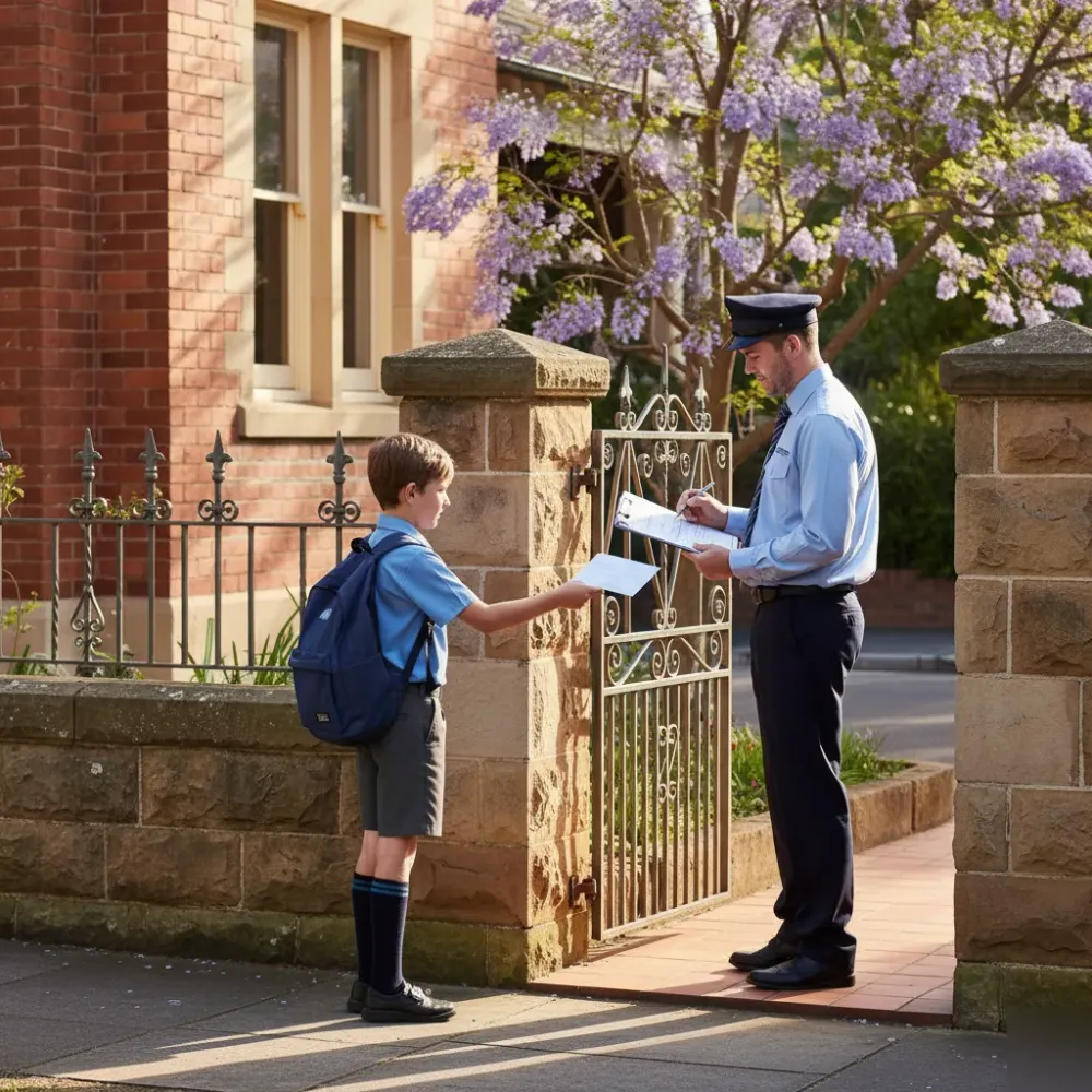 School bus driver collecting a student from a Sydney Eastern Suburbs home