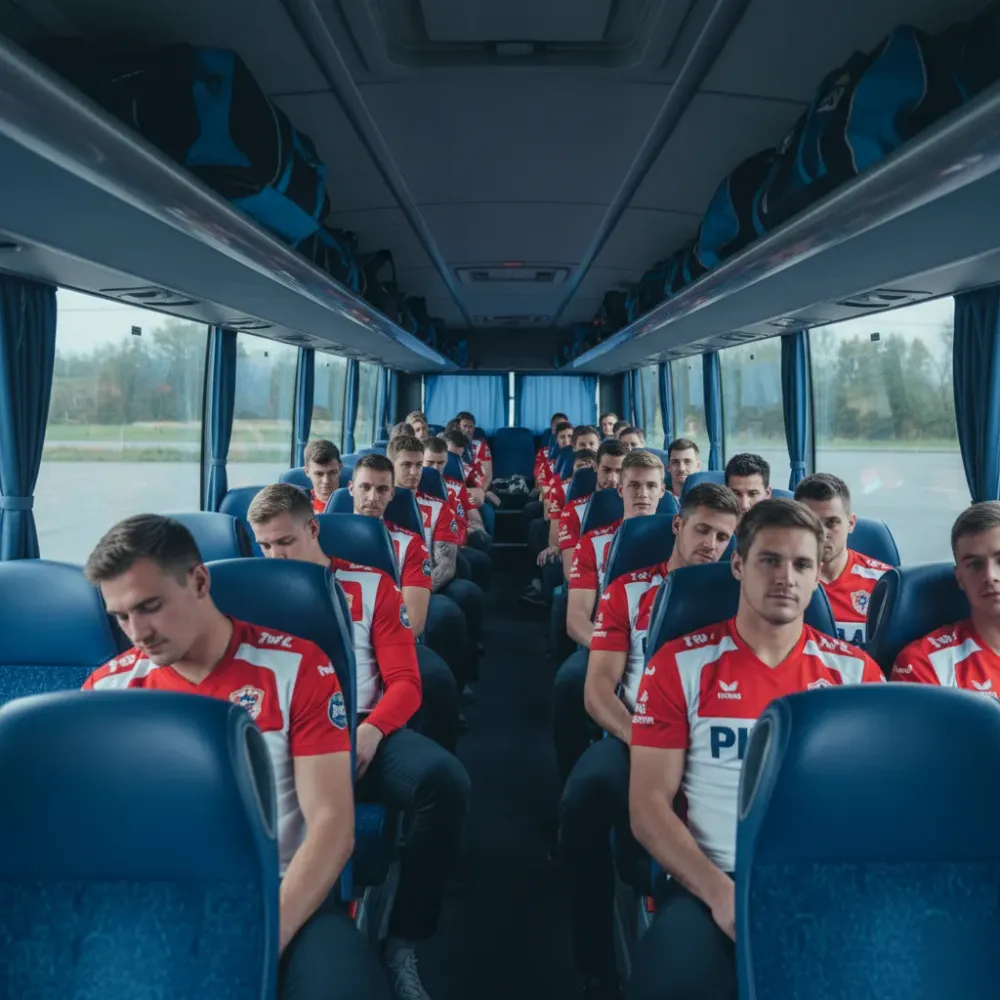 Sydney sports team seated inside charter bus hired for club travel